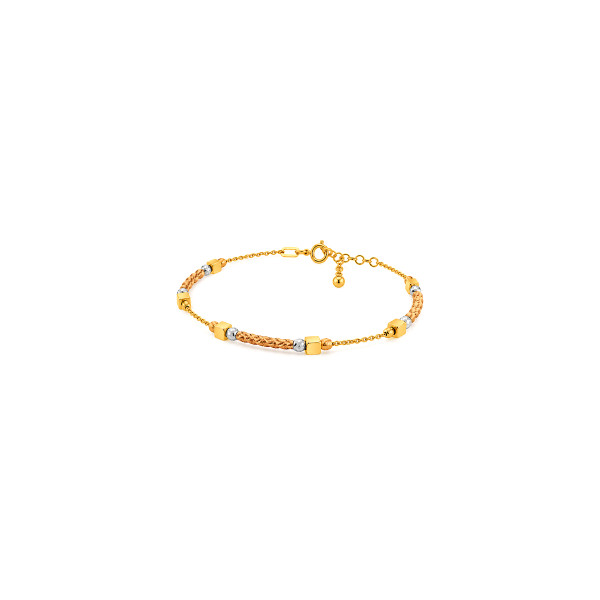 18K Gold Bracelet Cube Beads Design