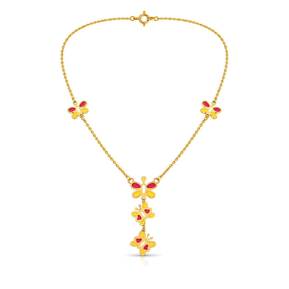 18K Gold Kids Set with Dangling Butterfly Charms