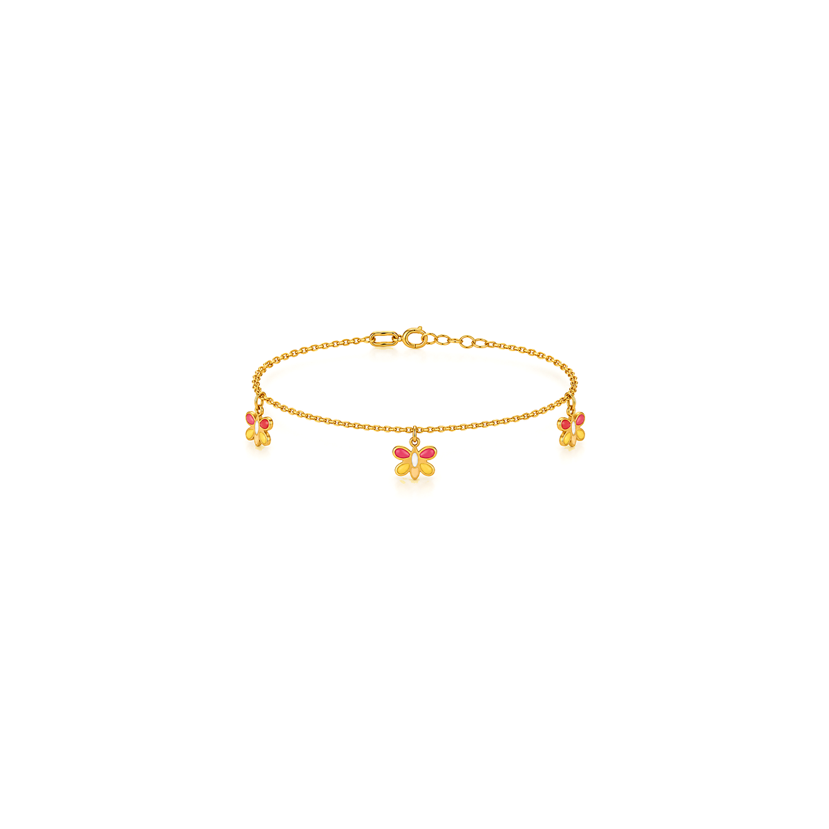 18K Gold Kids Set with Dangling Butterfly Charms