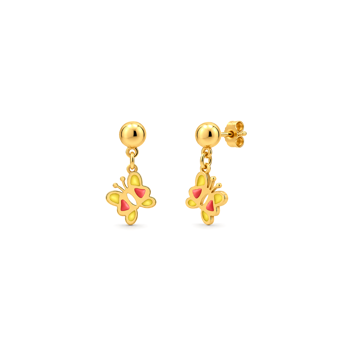 18K Gold Kids Set with Dangling Butterfly Charms