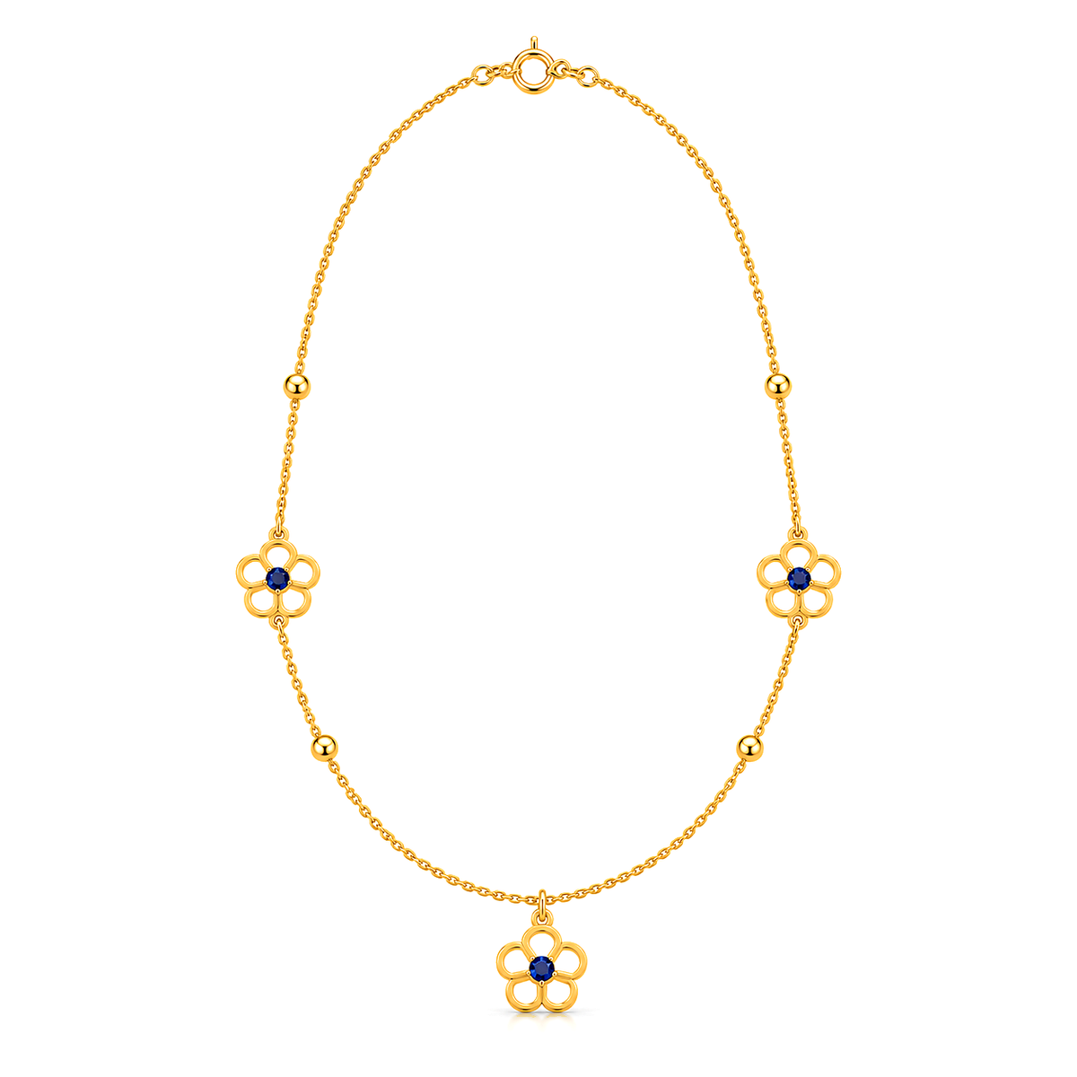18K Gold Kids Half Set with Flower Design in Blue