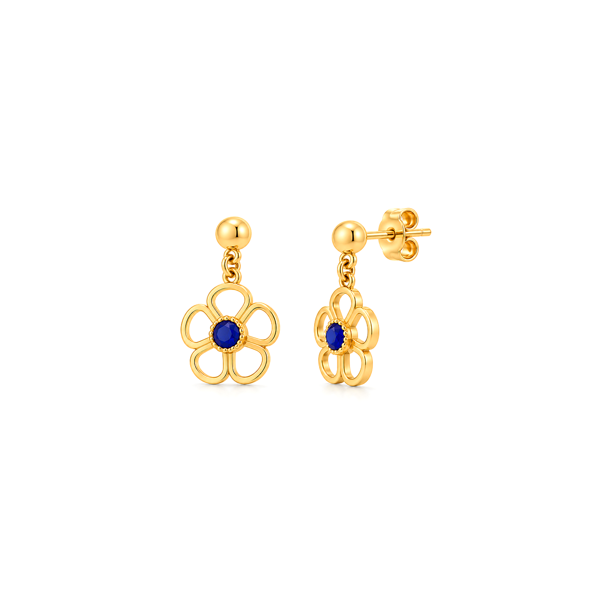 18K Gold Kids Half Set with Flower Design in Blue