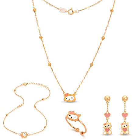 18K Gold Kitten Set for Children