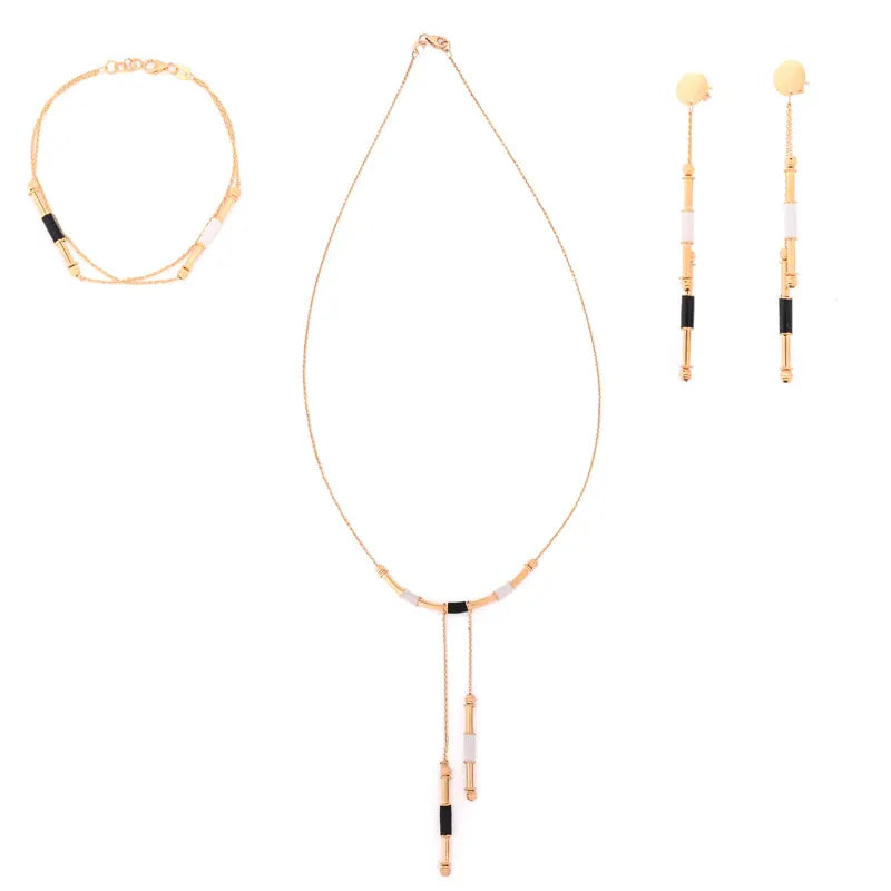 18K Gold Half Set with Modern Coloured Design