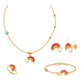 18K Gold Kids Set with Rainbow Design