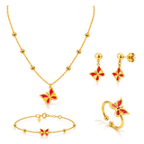 18K Gold Kids Set with Colorful Butterfly Pendant