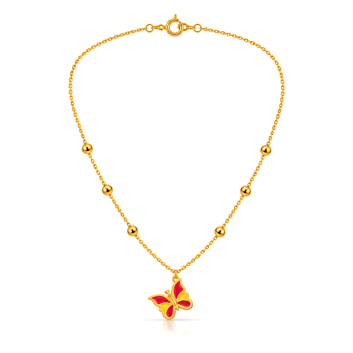 18K Gold Kids Set with Colorful Butterfly Pendant