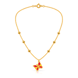 18K Gold Kids Set with Colorful Butterfly Pendant