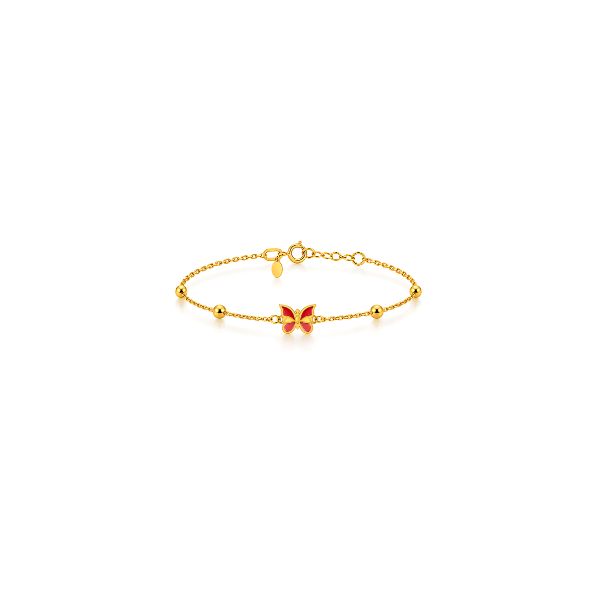 18K Gold Kids Set with Colorful Butterfly Pendant