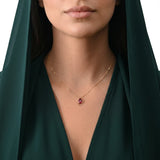 18K Gold Pendant with Gemstone Raindrop Design In Pink