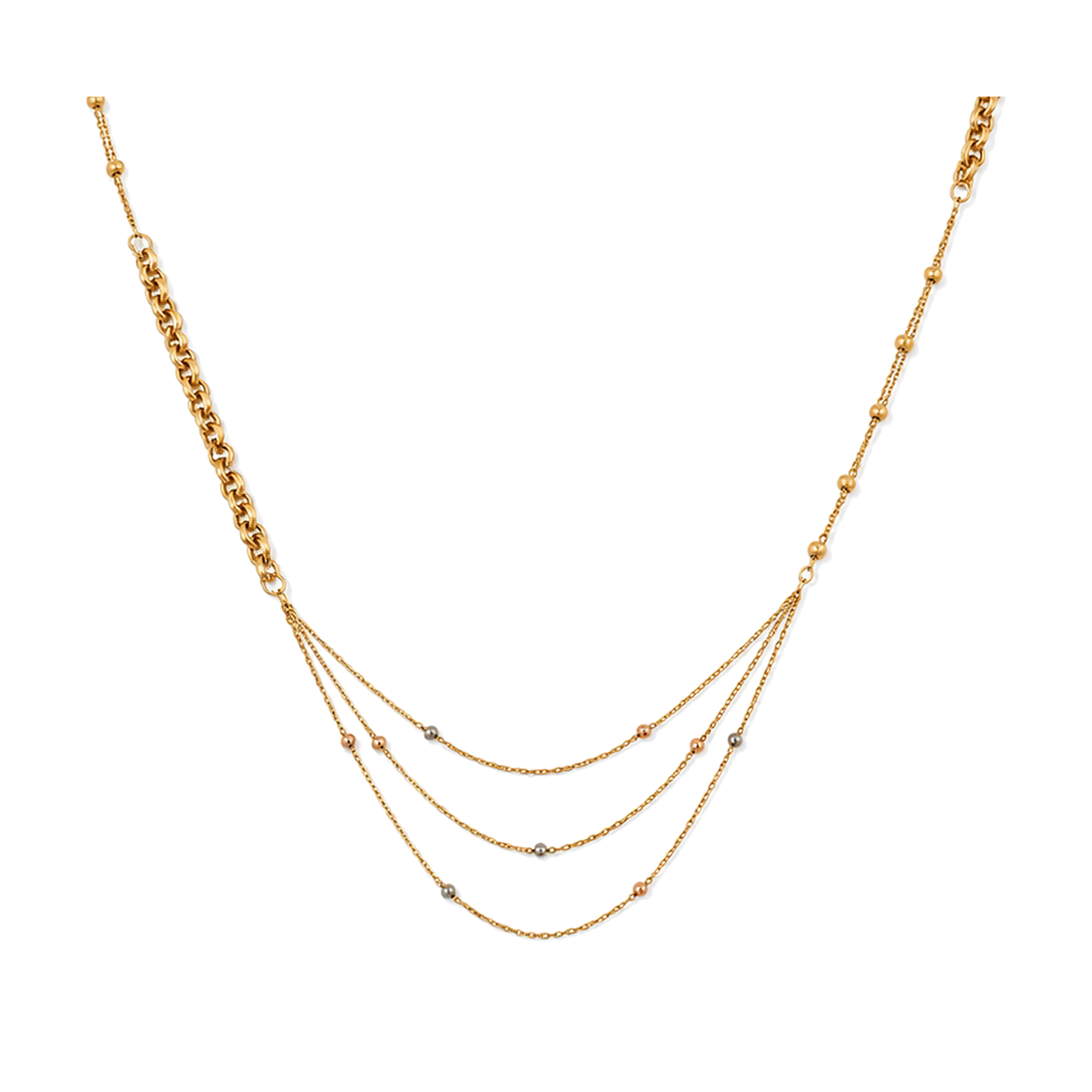 18K Gold Pendant with Long Triple Layer Statement Design