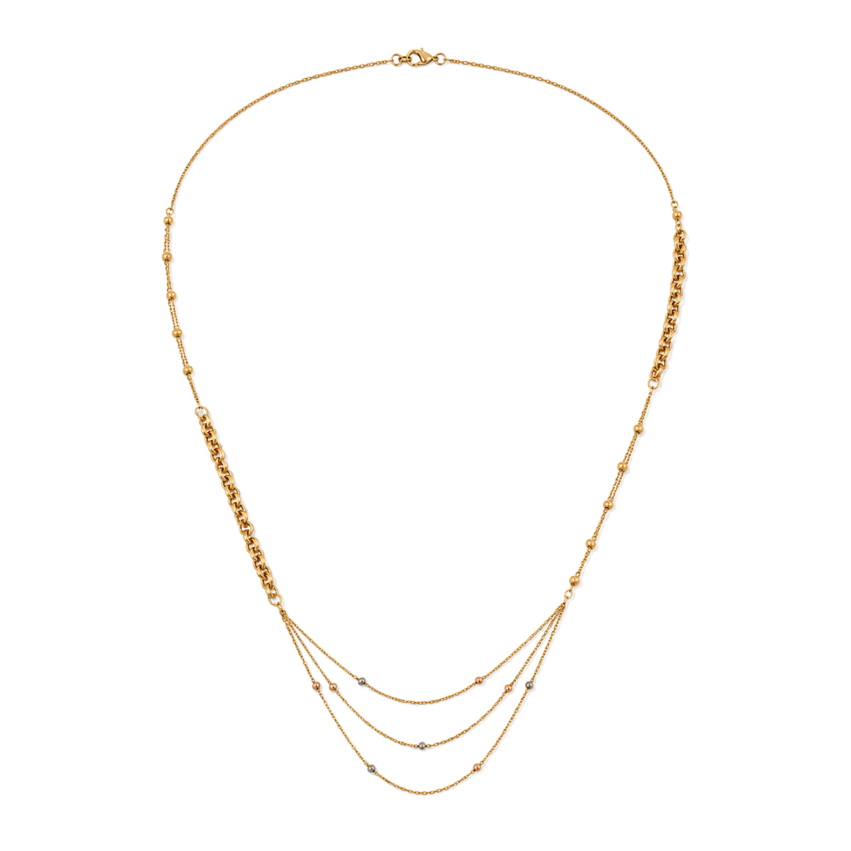 18K Gold Pendant with Long Triple Layer Statement Design