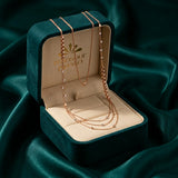 18K Gold Long Triple Layer Statement Necklace