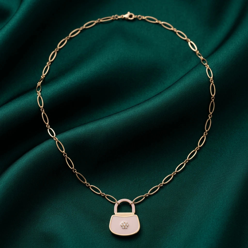 18K Gold Fashion Bag Necklace