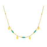 18K Gold Necklace with Green Dangling Pendants