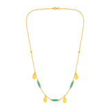 18K Gold Necklace with Green Dangling Pendants
