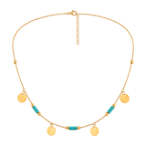 18K Gold Necklace with Turquoise  Pendants