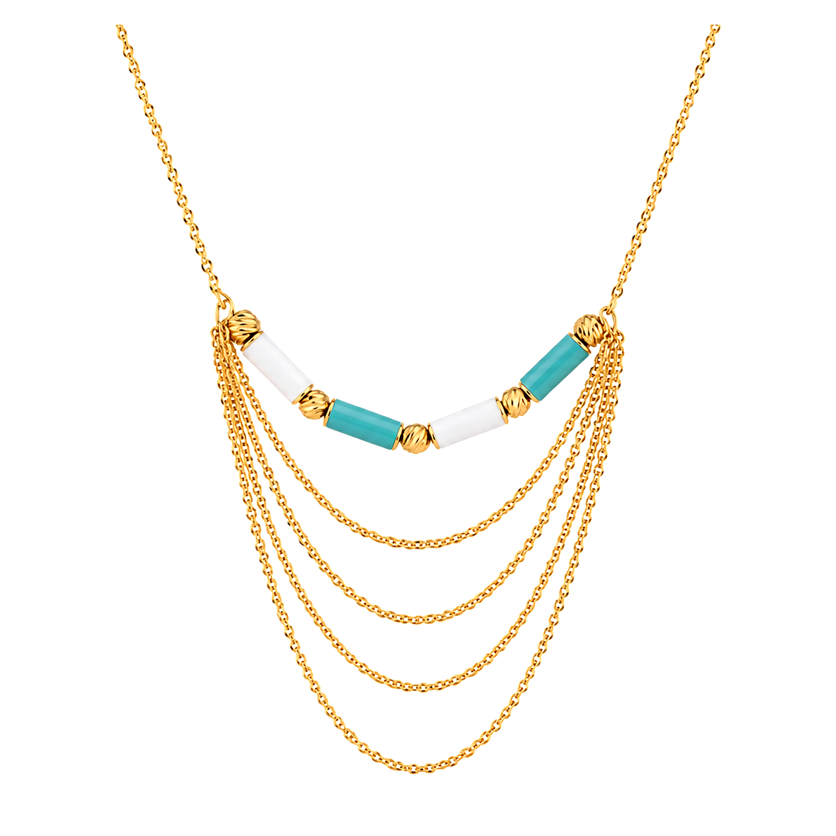 18K Gold Pendant with Elegant Five-Piece Design