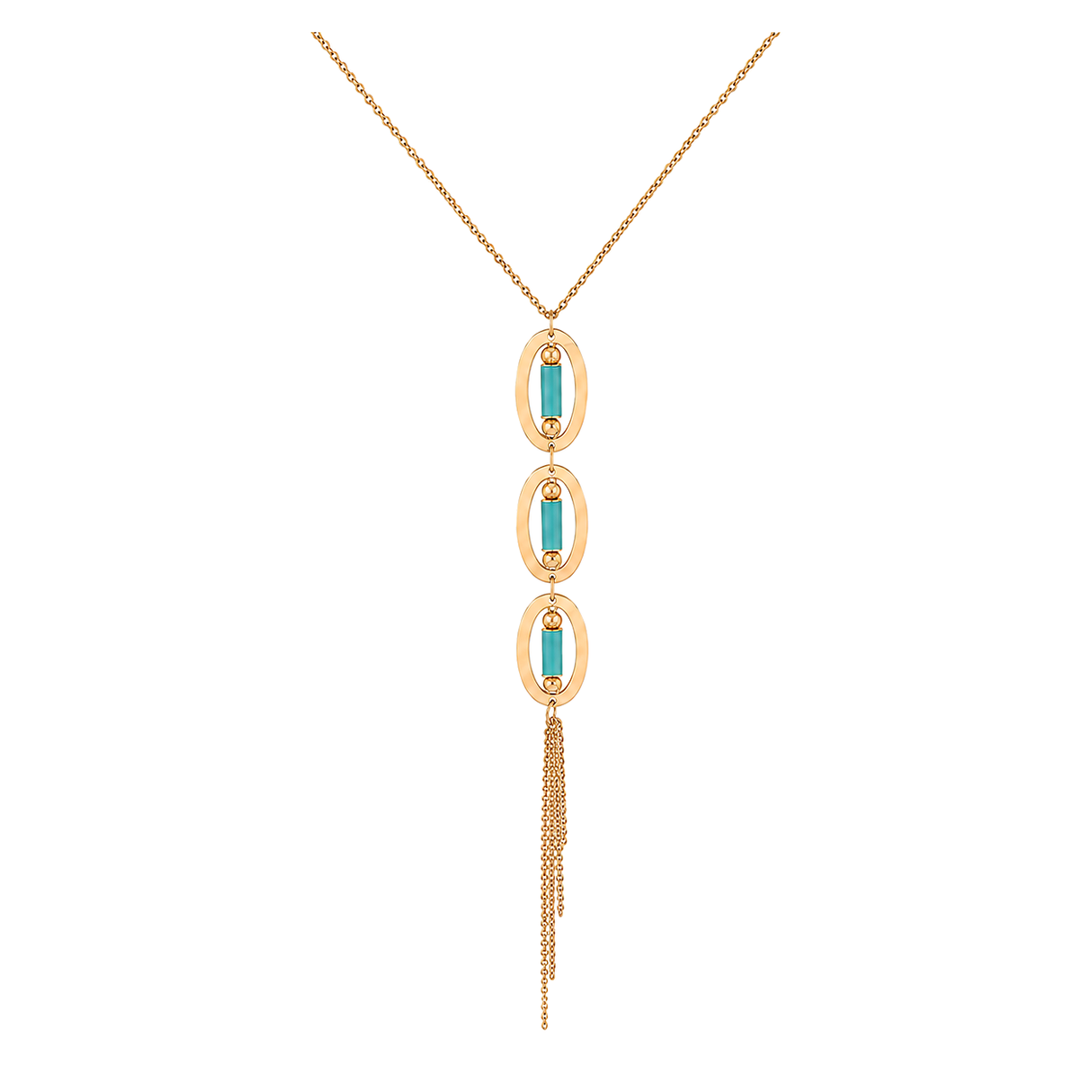 18K Gold Pendant with Varied Oval Sizes Design