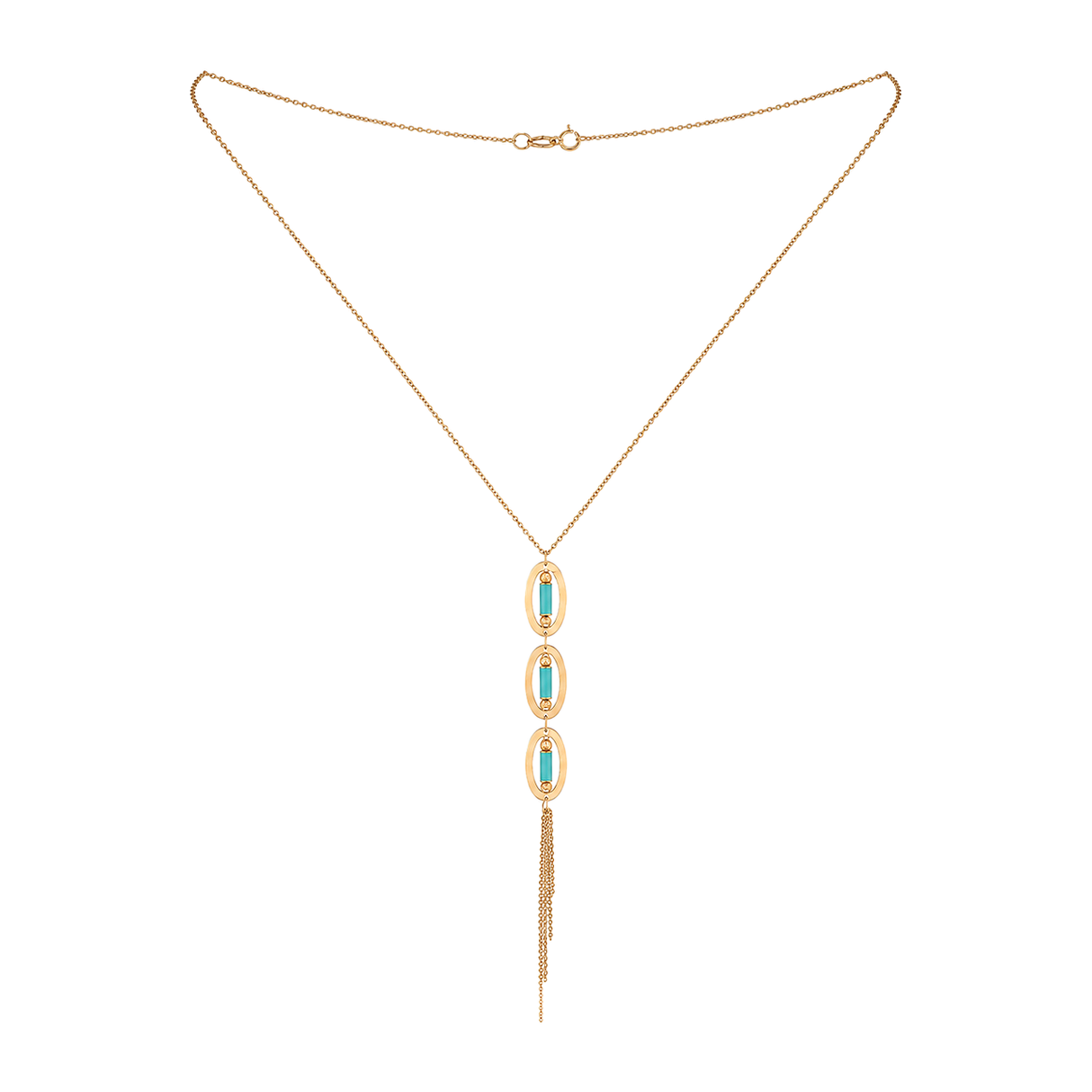 18K Gold Pendant with Varied Oval Sizes Design