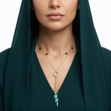 18K Gold Multi Layer Necklace with Turquoise Color