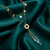 18K Gold Multi Layer Necklace with Turquoise Color