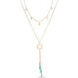 18K Gold Multi Layer Necklace with Turquoise Color