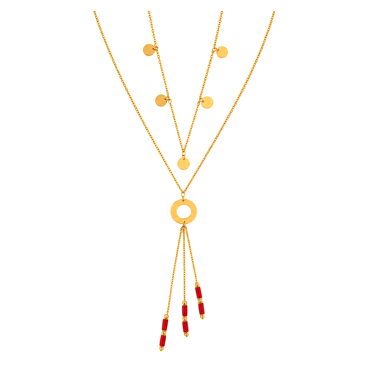 18K Gold Pendant with Long Harmonious Pendants Design