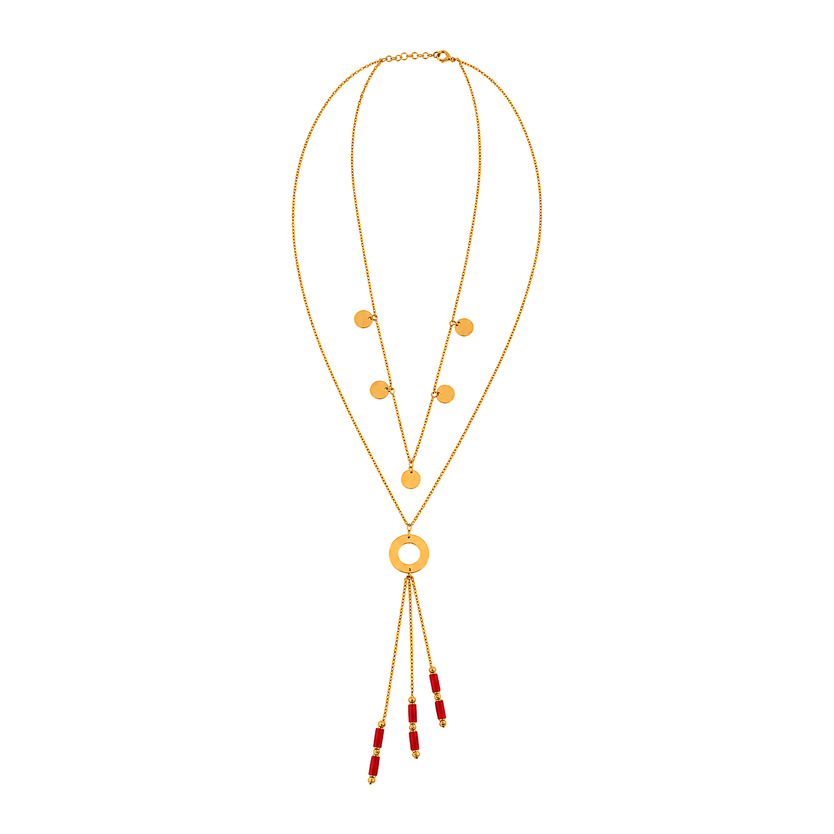 18K Gold Pendant with Long Harmonious Pendants Design