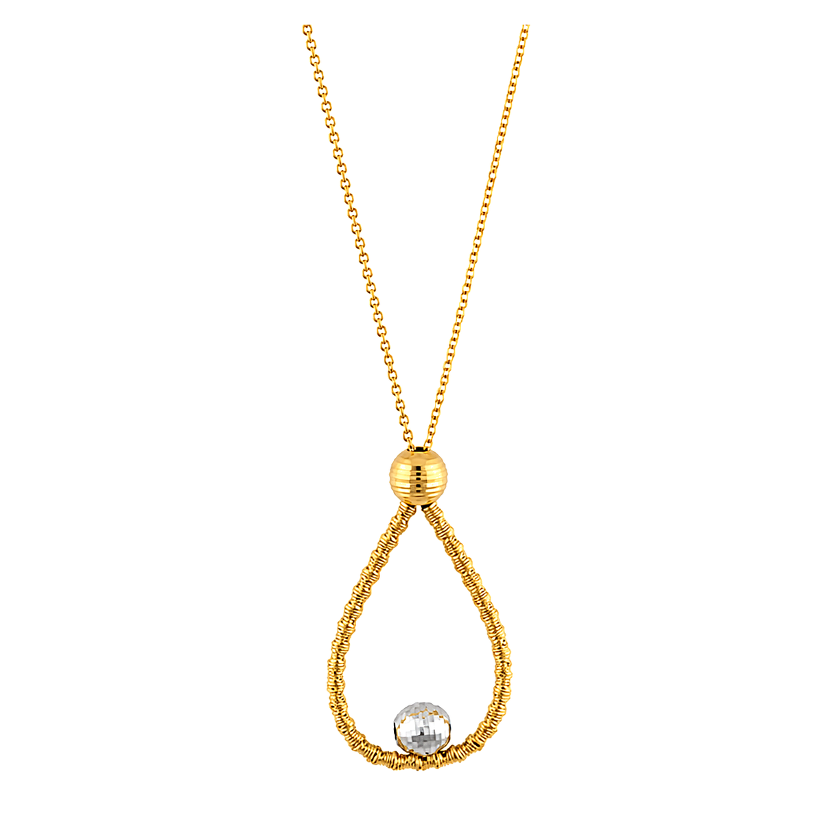18K Gold Necklace withTeardrop Pendant