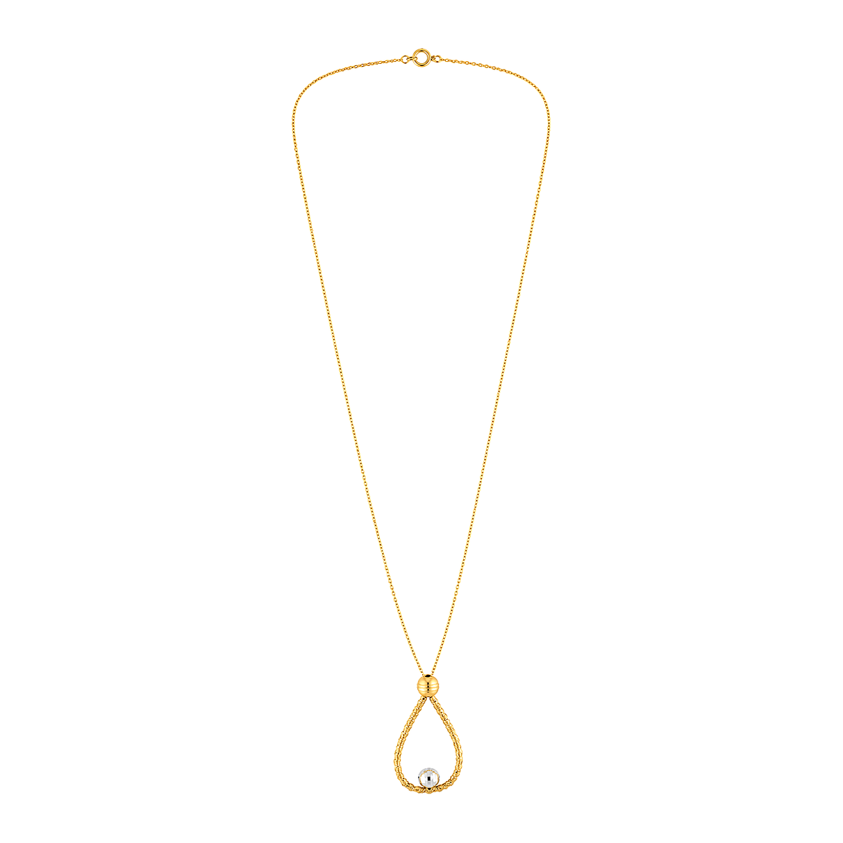 18K Gold Necklace withTeardrop Pendant