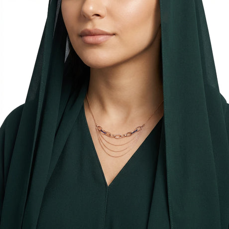 سلسلة ذهب عيار 18 بطبقات انسيابية متدلية