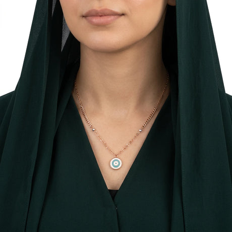 18K Gold Pendant with Enchantress Eye Design In Blue