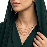 18K Gold Chain with Five Graduated Chains Beads Design