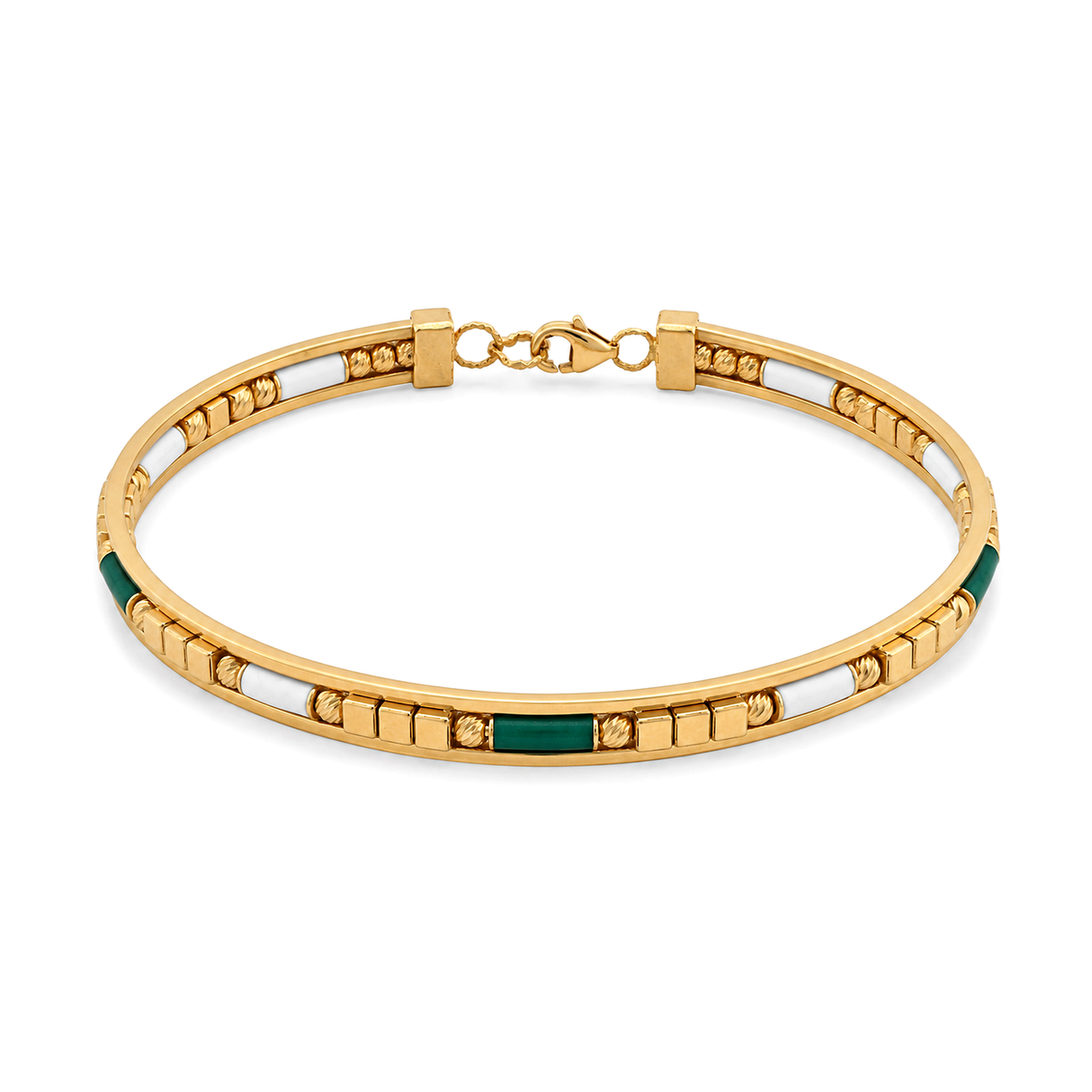 18K Gold Bracelet Colorful Charms Design