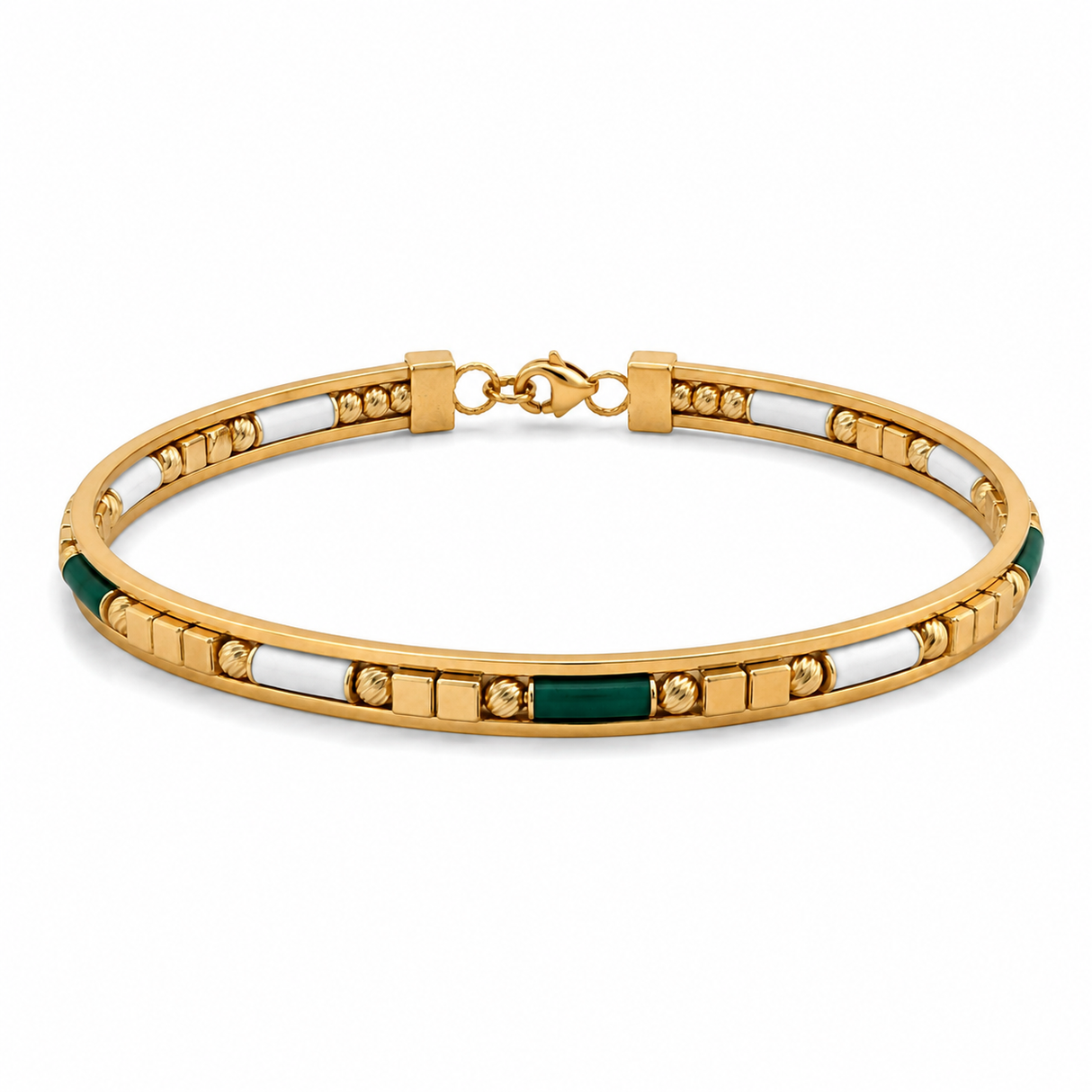 18K Gold Bracelet Colorful Charms Design