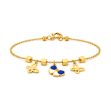 18K Gold Kids Bracelet Flower and Butterfly Design