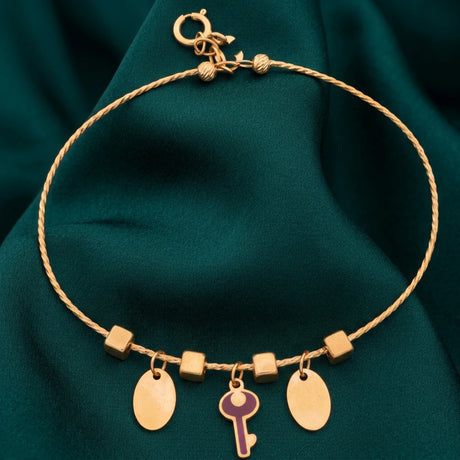 اسوارة ذهب عيار 18 مفتاح ودلايات
