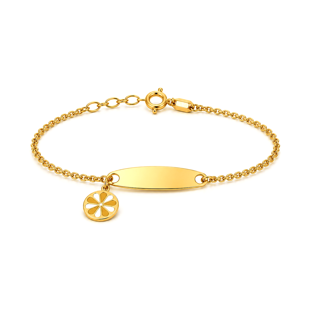 18K Gold Kids Chain Bracelet Openwork Rose Design