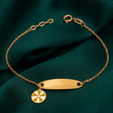 18K Gold Kids Chain Bracelet with Name Separator Flower Design