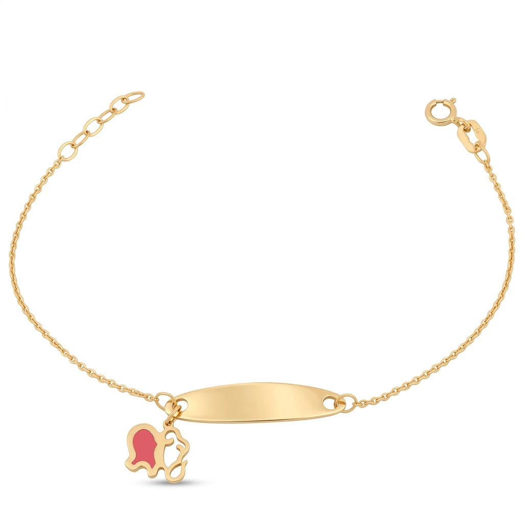 18K Gold Kids Chain Bracelet    with colourful  Elephant