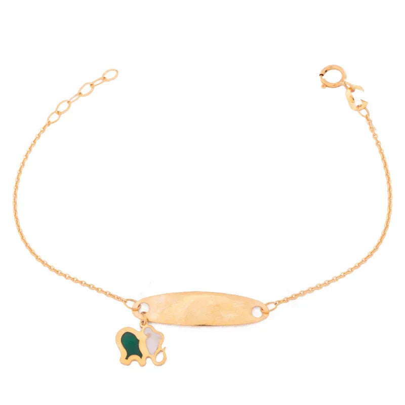 18K Gold Kids Chain Bracelet with Elephant Design
