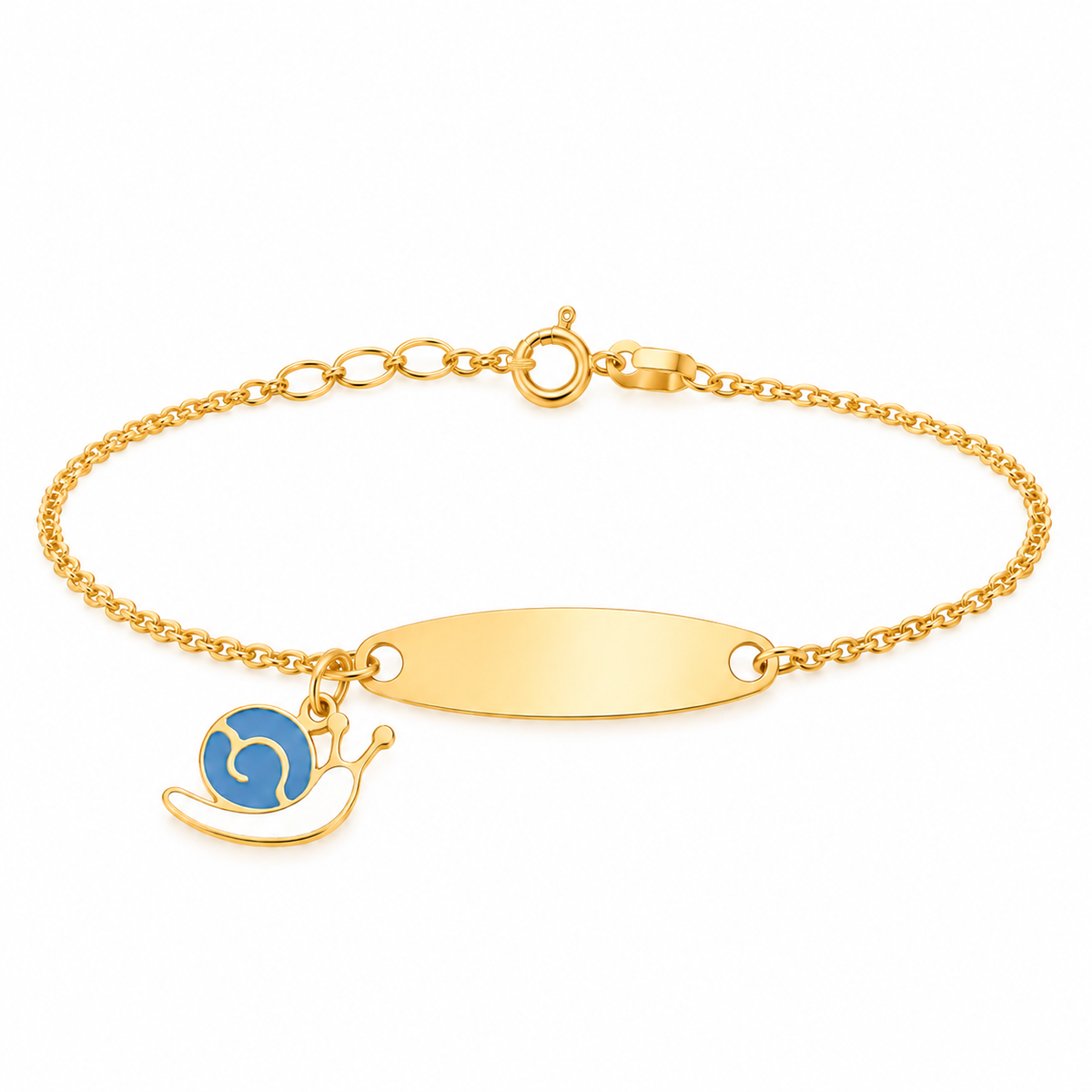 18K Gold Kids Chain Bracelet with Snail Spiral Design