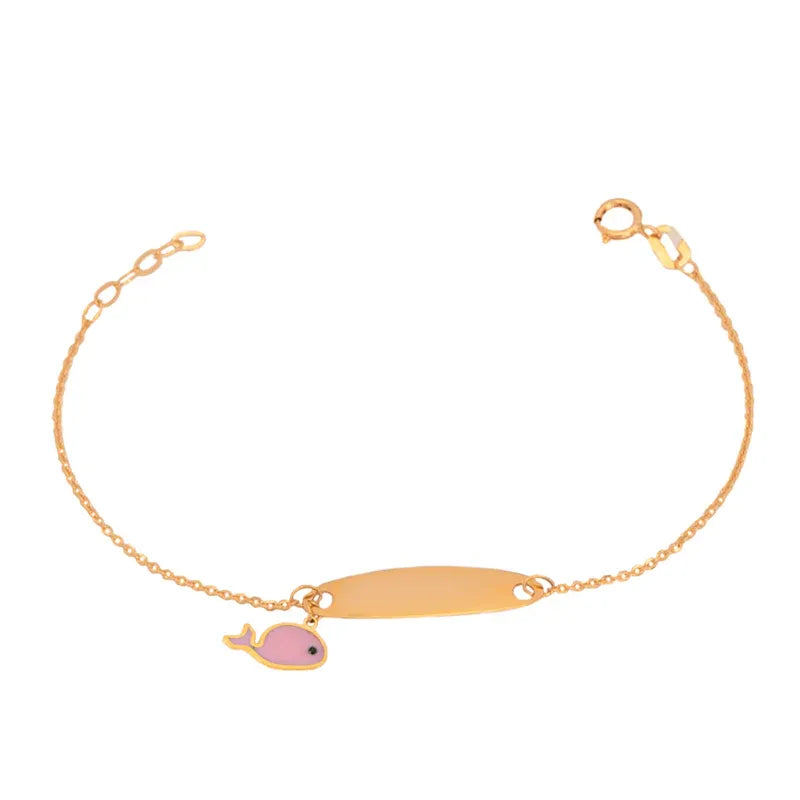 18K Gold Kids Chain Bracelet with Dolphin Design in Colorful