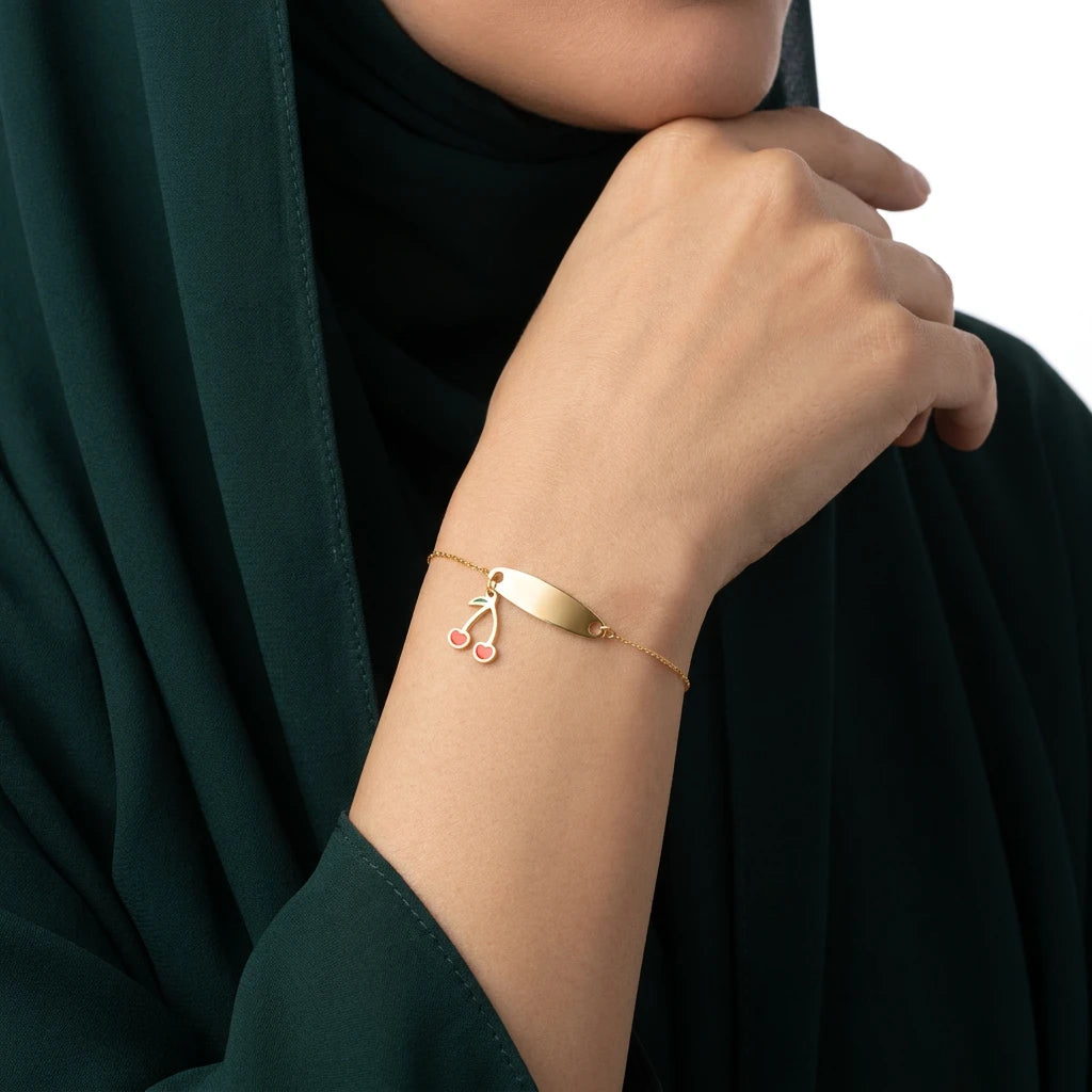 انسيال من الذهب عيار 18 بتصميم الكرز