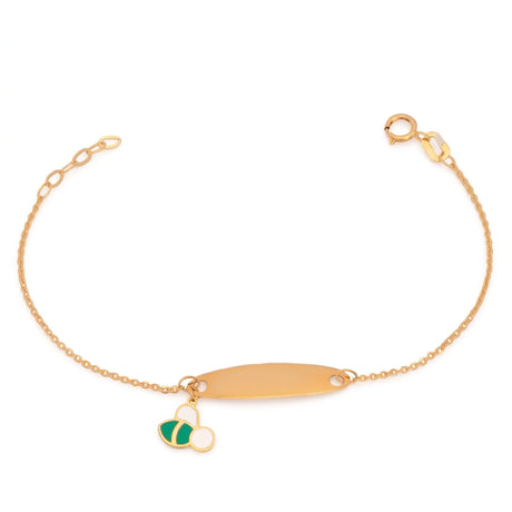 18K Gold Kids Chain Bracelet with Bee Design in Colorful
