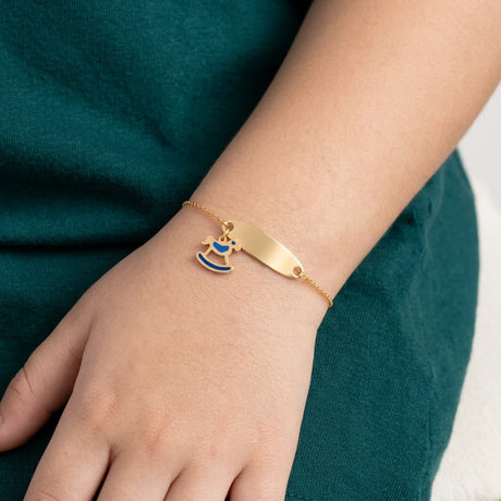 18K Gold Kids Chain Bracelet with Rocking Horse Design