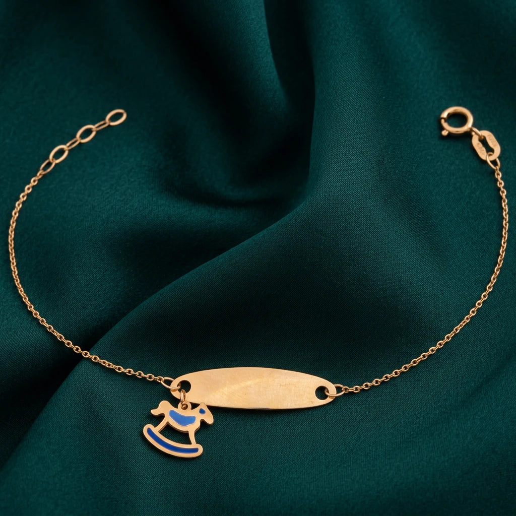 18K Gold Kids Chain Bracelet with Rocking Horse Design