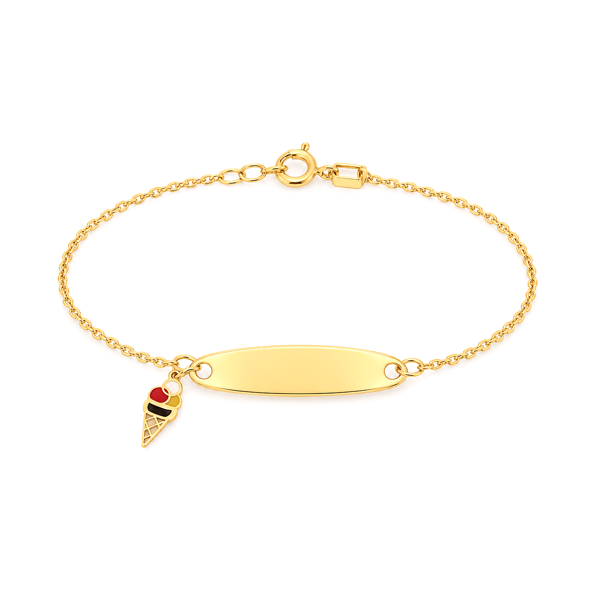 18K Gold Kids Chain Bracelet Ice Cream Design