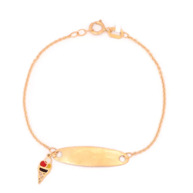 18K Gold Kids Chain Bracelet with Ice Cream Design